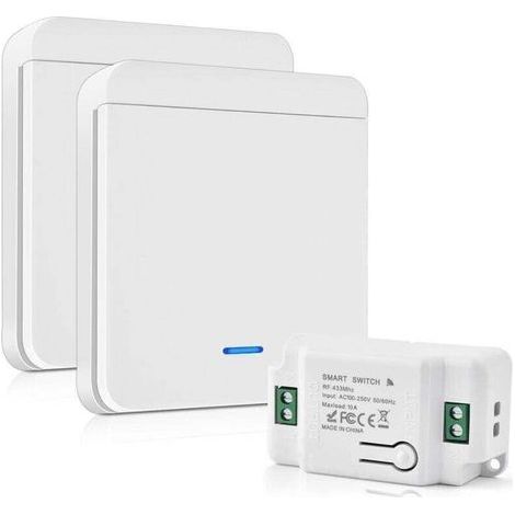 Interrupteur D'éclairage Radio 10A 230V Kit Interrupteur Sans Fil Sans Pile 200-2000W Interrupteur Va Et Vient Sans Fil Sans Câble Interrupteur Sans Fil Exterieur (1/4)