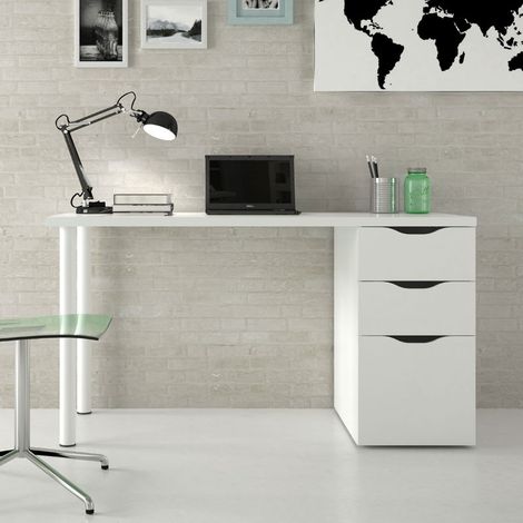 Büroschreibtisch mit weißer Kommode cm 138 x 60 x 74 h