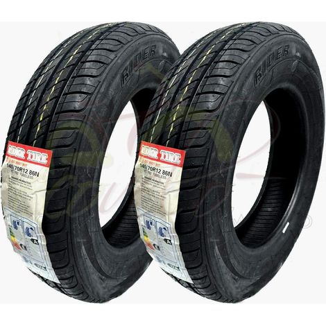 SET 2 GOMME PNEUMATICO COPERTONE RUOTA RIDER 140/70-R12 8PR PIAGGIO APE CAR POKER Ecovelo