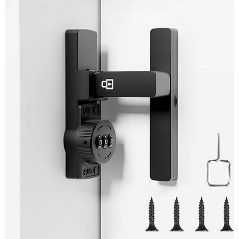 CCYKXA Illuminated Sliding Door Lock, 90° Zinc Alloy Sliding Door Lock, 90 Degree Interior Door Lock with Locking Mechanism, Anti-Theft Interior Door Lock for Kitchen/Bedroom/Bathroom (1/5)