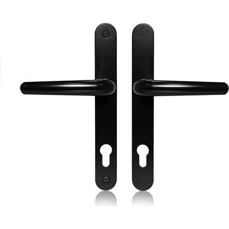 Poignée de porte en aluminium et noir (190mm distance entre les trous de vis, 218mm au total) Longue plaque arrière en , poignée de porte d'entrée en aluminium (1/4)