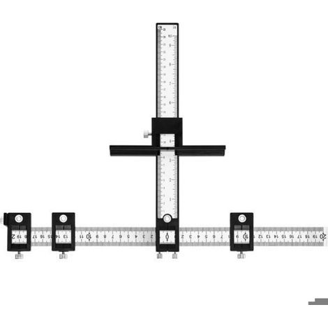 Bohrschablone für Türgriffe – Schwarzer Stahl – Metrische/Imperial-Laserlineal – Präzises Bohren für Türgriffe – 1 Stück (1/5)