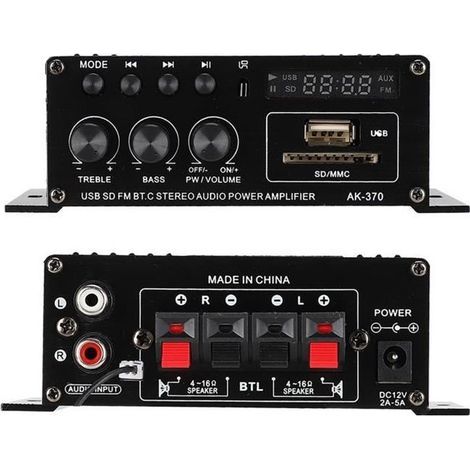 Audioverstärker, 12V Mini Digital HiFi Leistungsverstärker Stereo-Verstärker mit Fernbedienung für Lautsprecher (1/4)