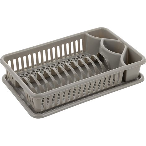 Escurridor de platos de plástico LUX gris claro -BEN