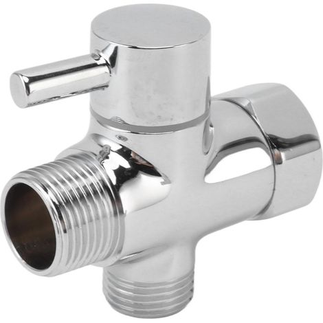 Vanne d'arrêt en T à 3 voies, en laiton, à connexion universelle, résistante à la corrosion et durable, avec contrôle de débit réglable et finition chromée. (1/5)