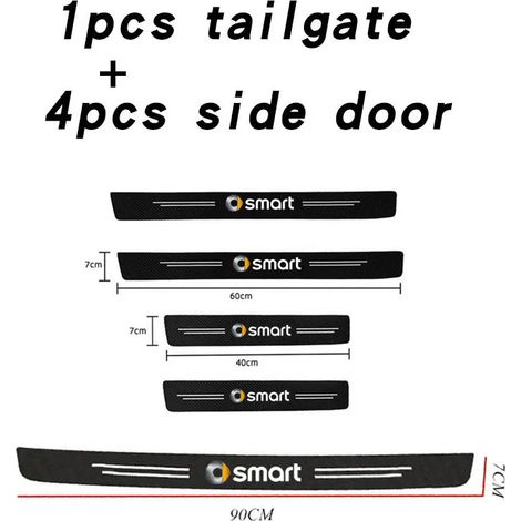 (5 pièces pour Smart) Autocollants de seuil de porte pour Mercedes Smart Fortwo Forfour 450 451 453 - Accessoires anti-rayures et imperméables (1/3)