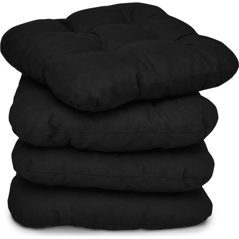 4er Set Beautissu Lisa Stuhlkissen – Maße: 40 x 40 x 8 cm – Farbe Schwarz – Sitzpolster für Stühle (1/5)