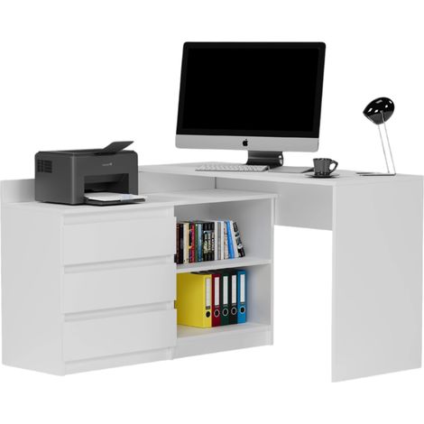 Eckschreibtisch links Weiß 120 x 50 cm Modern N15