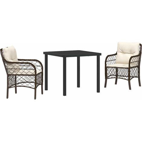 Maison Exclusive - Conjunto de Comedor de Jardín 3 uds. Marrón ra (1/5)