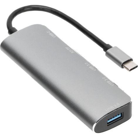 Hub multiport USB 3.2 avec design en aluminium, prend en charge la transmission d'images 4K 30 Hz et 2K 60 Hz, interface 6 en 1 comprenant USB-C vers HDMI, USB 3.0, lecteur de cartes SD/TF et station 