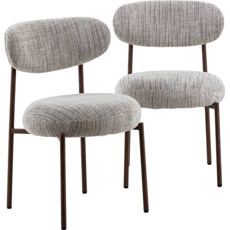 Chaise tissu gris chiné et marron, pieds métal effet bois Kanoa (lot de 2) (1/5)
