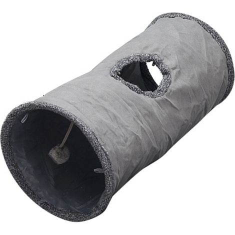 Tunnel pour chat en daim pliable avec balle auto-amusante, fil d'acier intégré, doux et délicat. Meilleures ventes pour les familles de chats au café. (1/2)