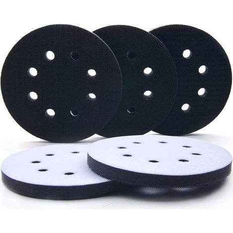 5 pouces Tampon de Ponçage Souple, Tampon Poncage Souple, Tampon de Coussin D'interface, Adapté aux Types Pneumatiques et électriques de Polisseuse Autonettoyante, 8 Trous, 5pcs (1/5)