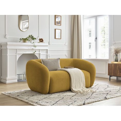 BOBOCHIC - Canapé droit fixe 2 places CELINE tissu lisse Jaune (1/5)