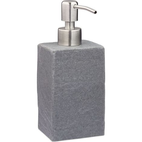 Dosatore di sapone liquido quadrato forma elegante bagno 17,5 x 7,5 x 8 cm in poliresina grigio 130009160