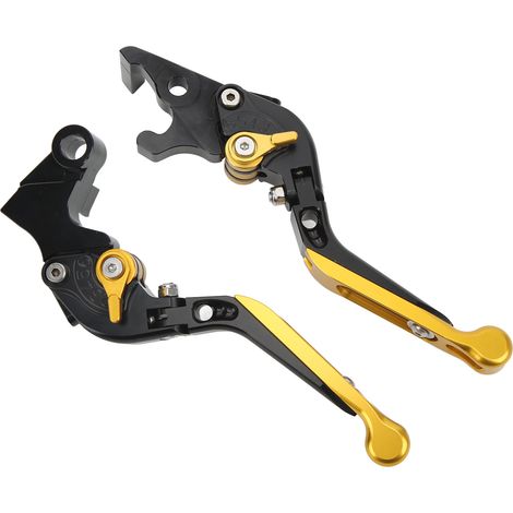 Une paire de leviers de frein et d'embrayage courts pliables de 147 mm pour moto, en alliage d'aluminium usiné CNC, adaptés aux modèles MT07, MT09 et FZ07. (1/5)