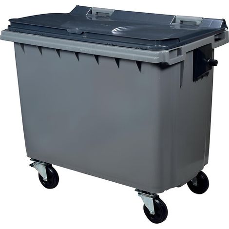 Conteneur 4 roues gris-gris 660 litres vidage par prise latérale avec tourillons - SN ROSSIGNOL