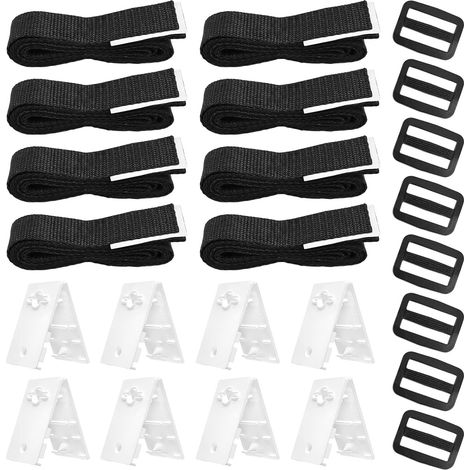 Kit de Fixation pour bâche Solaire de Piscine, kit de Sangles de Couverture Solaire pour Piscine Universelle enterrée Comprenant 8 Sangles en Nylon,8 plaques de Cordon,8 Boucles (1/5)