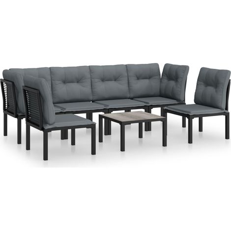 Maison Exclusive - 7-tlg. Garten-Lounge-Set Schwarz und Grau Poly