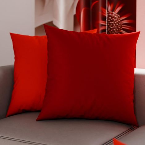 Lot de 2 Taies d'oreiller de Lit 45x45 cm, Housses de Coussin Unies Double Face Rouge et Bordeaux, Taie Oreiller 100% Microfibre (1/3)