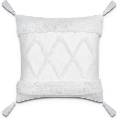 Paco Home Housses De Coussin Décoratif Avec Franges À Pompons Boho Housse De Coussin Boho Single, Altweiß (de)