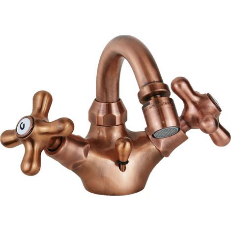 Robinet de bidet à 2 poignées de couleur cuivre antique avec bec pivotant Paffoni Iris IRV137RM Cuivre - Iris