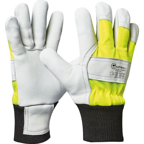 Gebol Worker Pro Thermo Comfort  Guanti da lavoro in pelle con fodera isolante dal freddo per l'inverno  Guanti protettivi impermeabili  Uomo  Taglia XXL (Gr 11)  Giallo Nero Bianco  1 paio (1/4)