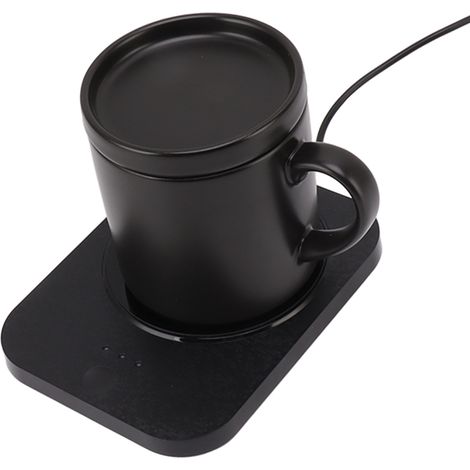 Chauffe-tasse électrique intelligent à 55 °C, alimentation USB, avec tasse en céramique, pour bureau, 5 V, noir. (1/5)