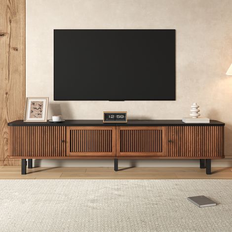 Meuble TV Moderne 190x35x45 Cm – Meuble Bas avec 2 Portes Coulissantes, 2 Portes Treillis et Design Unique (1/5)