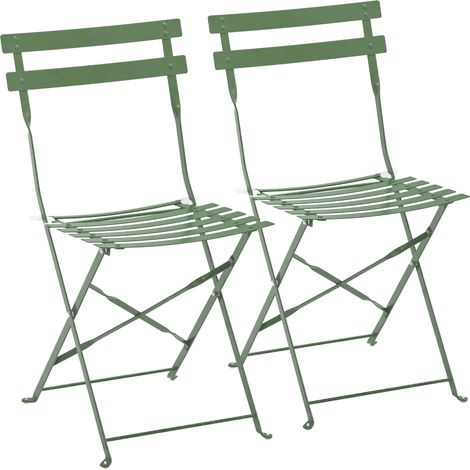 Lot de 2 chaises pliantes en acier vert cactus