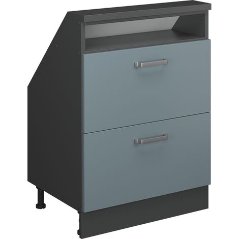 Meuble de rangement sous pente Rion, Bleu-gris/anthracite, avec 2 tiroirs, Vicco