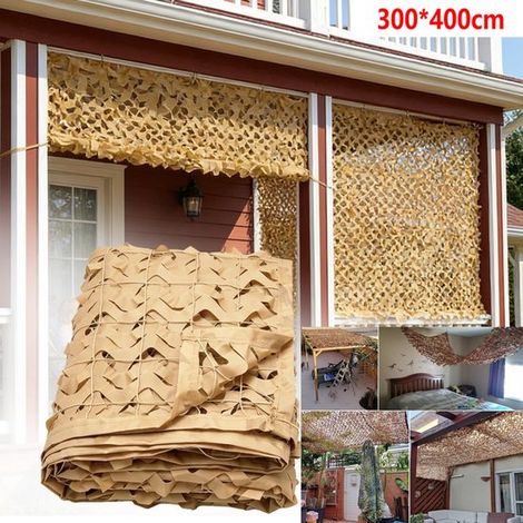 Toile de protection solaire camouflage pour parasol - 300 x 400 cm - Jaune - Tissu Oxford 210D (1/5)