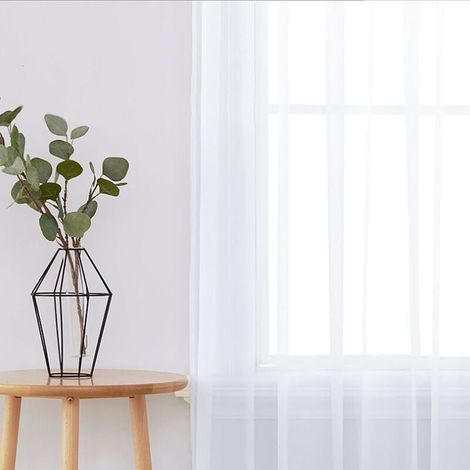 2 Panneaux Rideaux Sheer Salon Tringle De Rideau De Fenetre Panneaux Semi-Transparent Chambre Rideaux, Blanc Voile, 100130Cm - Blanc Voile, 100130Cm (1/4)