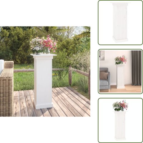 Blumenständer Weiß 40x40x90 cm Massivholz Kiefer - Blumenständer - Holzkiste - Pflanzenhalter - Gartendekoration - Blumenschmuck (1/5)
