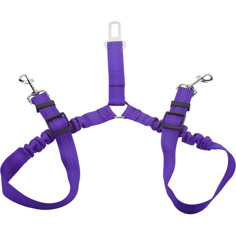 Double ceinture de sécurité pour chien, harnais de voiture réglable 2 en 1 avec tampon élastique anti-choc, appuie-tête de voiture anti-nœuds, clip de ceinture de sécurité réfléchissant robuste pour (1/5)