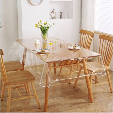 Nappe en plastique transparent, imperméable, épaisse, résistante à la chaleur - Pour tables de salle à manger - Résistante à l'huile ,(140 x 220 cm) (1/5)