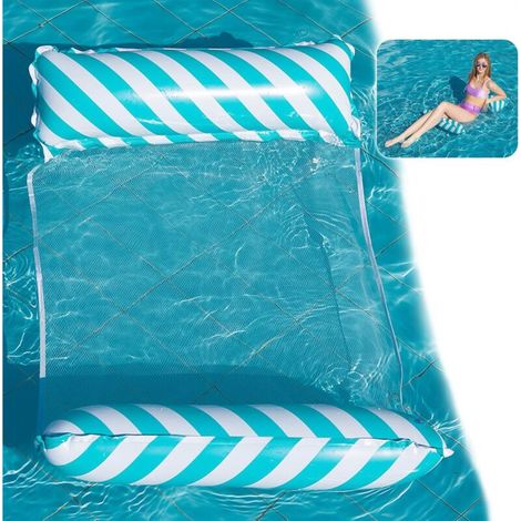 Inflatable Pool Hammock,Multifunction Hammock Float Buoys and Inflatable Pool Mattress,Inflatable Pool Lounger,Portable Pool Float for Kids Adults for Beach Pool (Blue) (1/5)