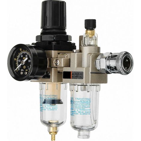 150Psi manueller pneumatischer Luftdruckfilter Regler Kompressor Öl Wasserabscheider AL2000-02 AW2000-02 (1/5)