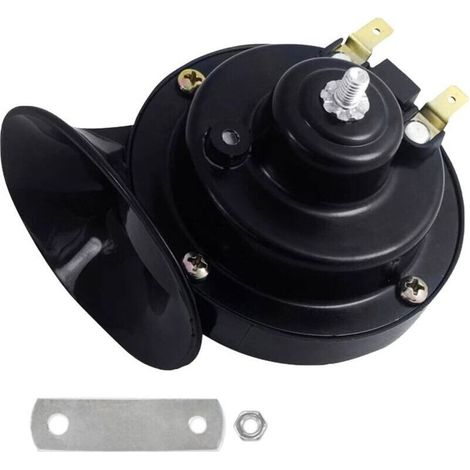 Klaxon pneumatique escargot 12 V 115 dB, étanche, pour voiture, camion, moto et bateau (noir) (1/4)