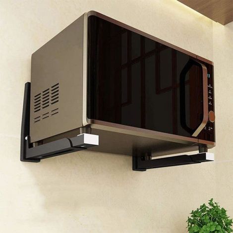 zhan-Lot de 2 supports pour micro-ondes en acier inoxydable, avec bras extensible, support mural pour micro-ondes, pour cuisine (1/5)