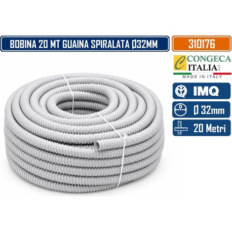 MATASSA 20 METRI GUAINA SPIRALATA FLESSIBILE Ø32 MM IN PVC AUTOESTINGUENTE CON INTERNO LISCIO IP65 GRIGIO RAL 7035 (1/3)