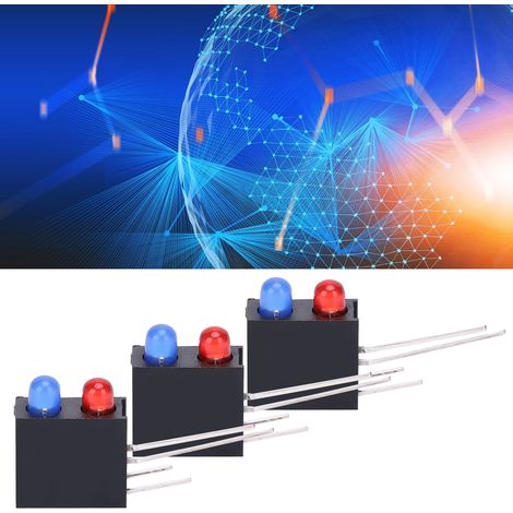 Hochleistungsfähiger 3-mm-Sockel mit zwei Löchern für blaue und rote LEDs, schwarze quadratische Fassung mit um 90 Grad gebogenen Beinen, LED-Fassung mit integrierter Lampe. (1/5)