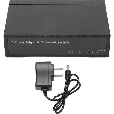 Unmanaged Ethernet Desktop Switch 5 Ports Aluminiumlegierung Office Ethernet Splitter 100–240 V