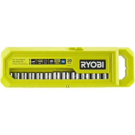Ryobi – Coffret 16 douilles de 7 à 24 mm – Clé à cliquet 90 dents – Adaptateur Hex 1/4 vers 3/8 – Pour espaces restreints - RHRS20PC (1/10)