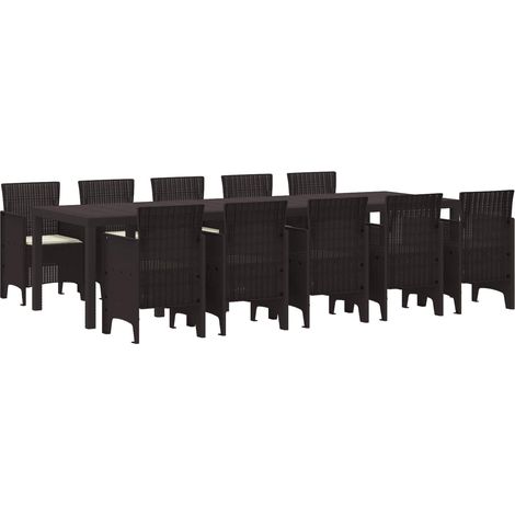 vidaXL Conjunto de Comedor de Jardín 11 uds. Marrón y crema Ratán (1/5)