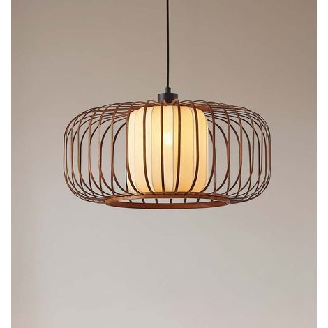 [NEUWERTIG] B-Ware Lindby Pendelleuchte Hängeleuchte Davella LED Lampe dimmbar Bambus Ø50cm natur (1/2)