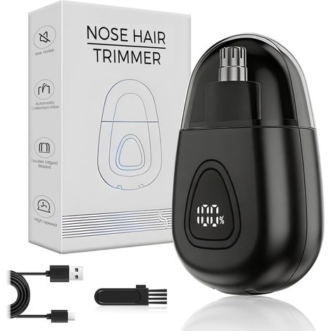 Nasenhaartrimmer für Damen und Herren – Professioneller und schmerzfreier Augenbrauen- und Ohrhaartrimmer – Batteriebetrieben und wasserdicht (IPX7) – Doppelklingen für einfache Reinigung