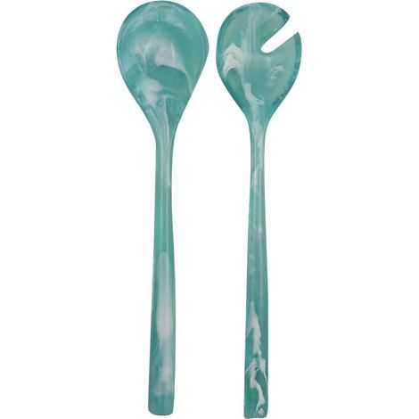 Couverts à Salade de Service en Résine Verte et Acier Inoxydable Doré 33 x 7,6 x 2,5 cm - PANGIVO (1/4)