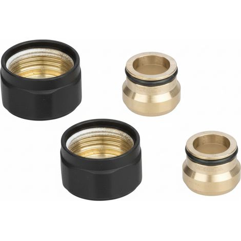 Racor de compresión para radiador CU de cobre 15 mm x M22 negro LUXRAD 2 piezas