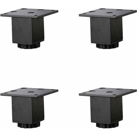 4 Pièces(5cm/2in) Pieds de Meubles en Alliage D'aluminium Réglables en Hauteur,Pieds de Table Basse de Canapé,Pieds D'armoire de Salle de Bain de Lavabo,5-40cm,Noir Mat,avec Vis (1/4)